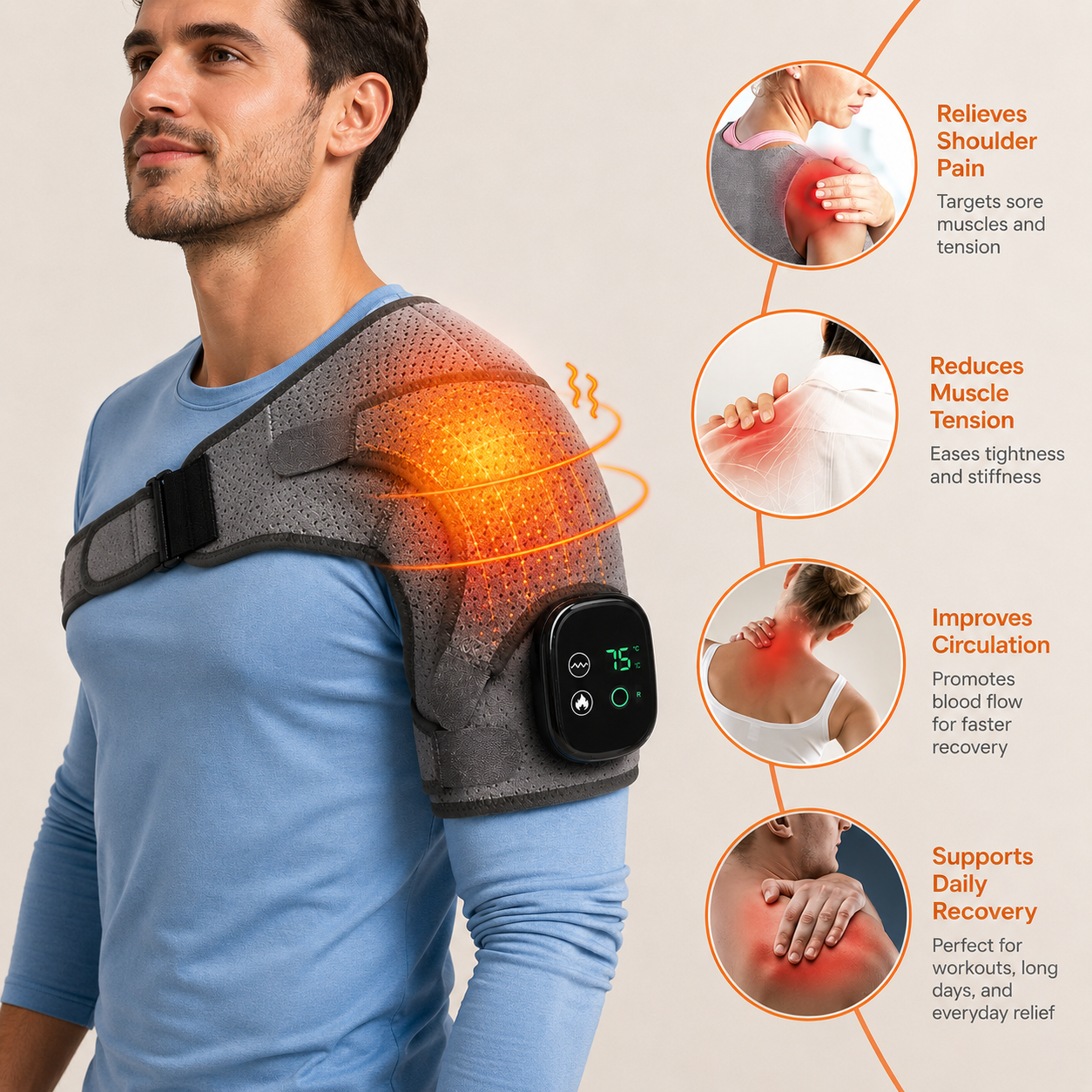 Shoulder Flow™ Heated & Massaging Shoulder Pain Relief Wrap